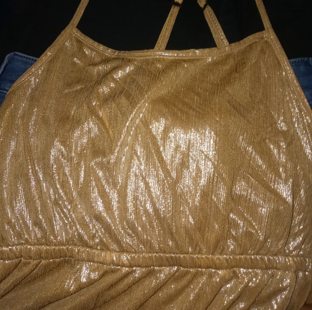 Sadie Robertson WildBlue Gold dress